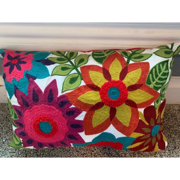 Pier 1 Accents Pier Throw Pillow Floral Appliqued Poshmark